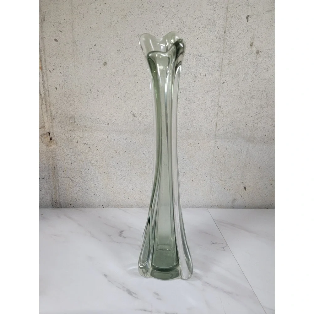 12 1/2 Inch‎ Smokey Clear Black Stretch  Glass Bud Vase
